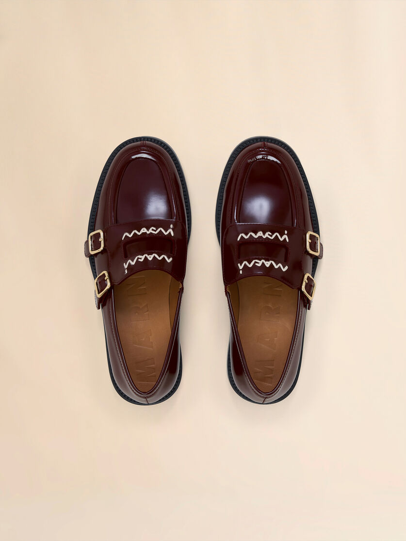 Stutterheim X Marni Burgundy Leather Bambi 3.0 Loafer With Double Buckle