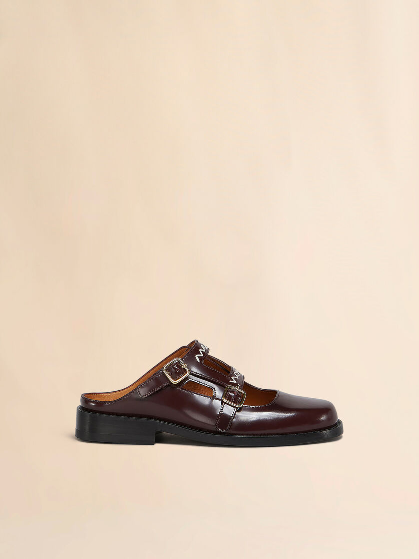 stutterheim x marni Burgundy leather Bambi 3.0 loafer with double buckle