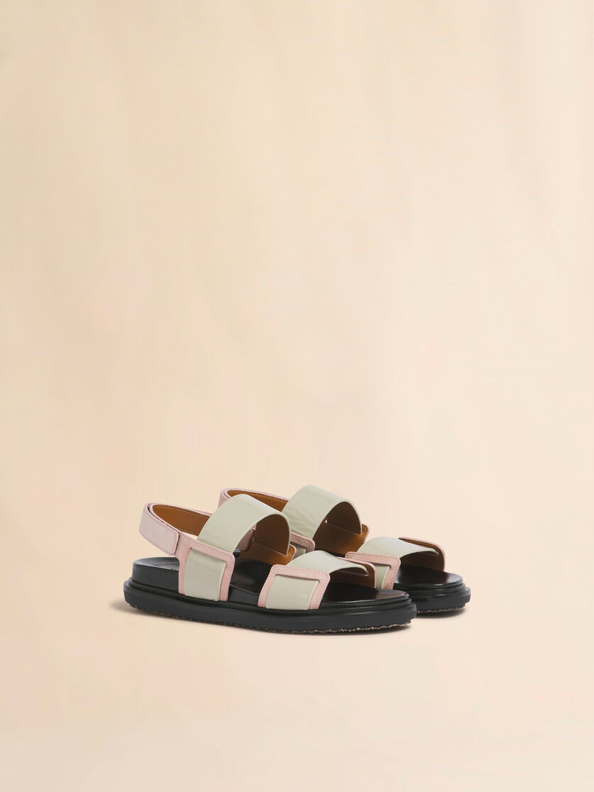 Stutterheim X Marni Cream And Pink Leather Fussbett Double-strap Sandal