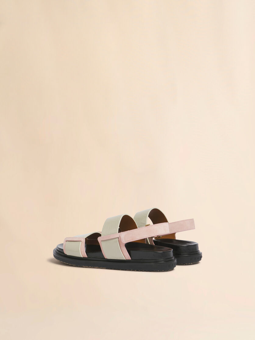 Stutterheim X Marni Cream And Pink Leather Fussbett Double-strap Sandal