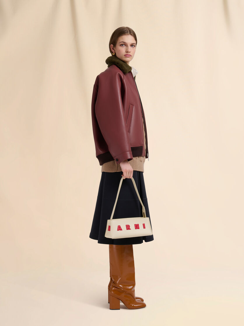 Stutterheim X Marni Cream Leather Museo Baguette Bag
