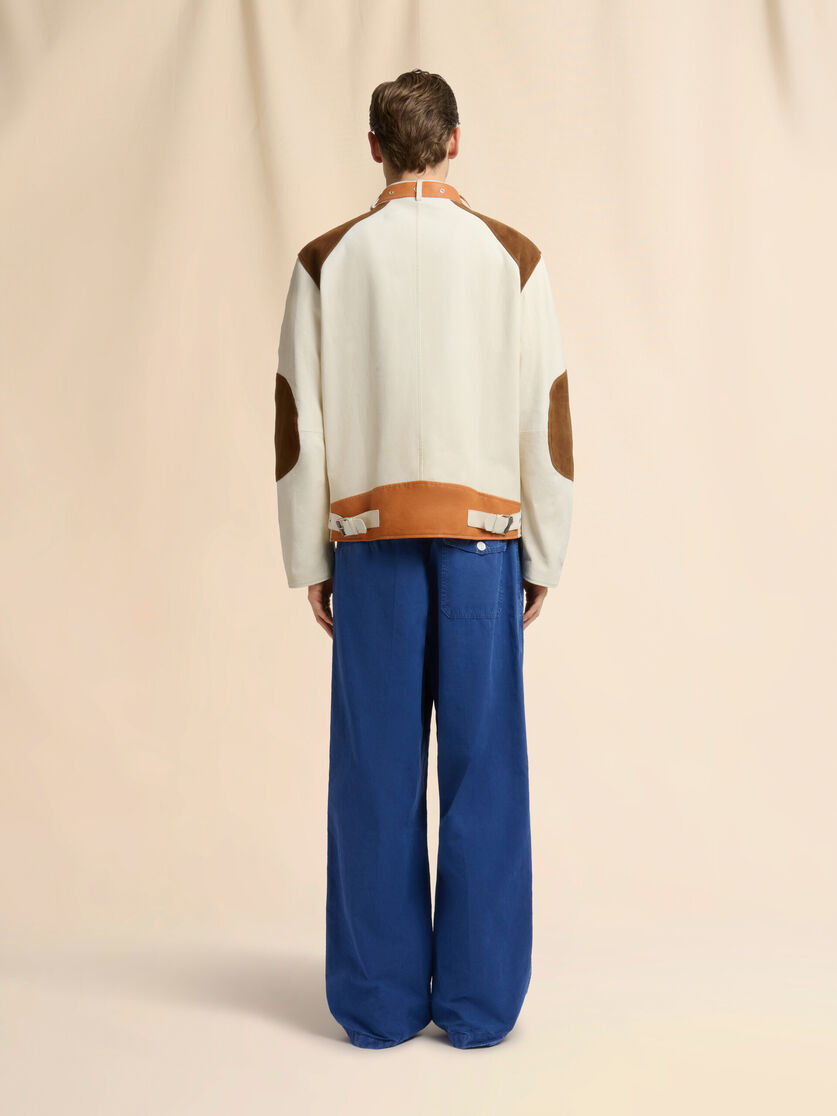 Stutterheim X Marni Cream Nappa Leather Jacket With Buckle Collar