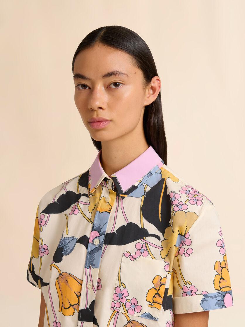 Stutterheim X Marni Cream Poplin Cropped Shirt With Melodia Print