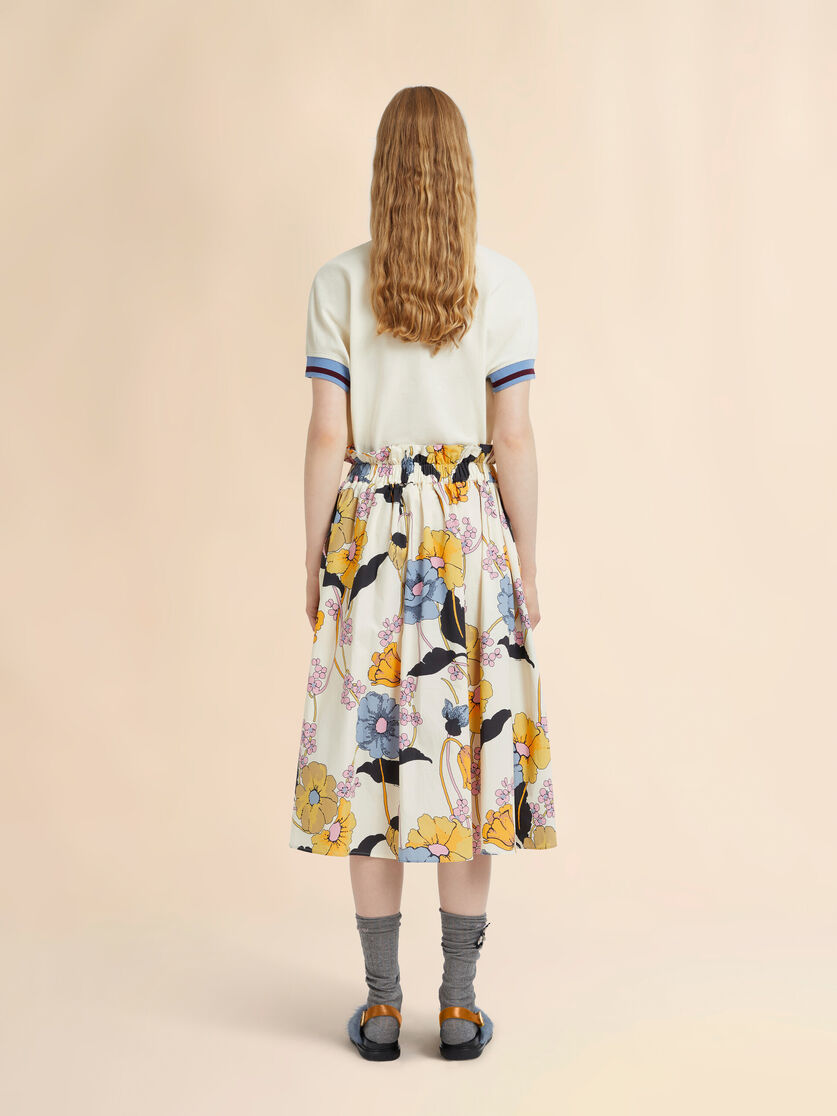 Stutterheim X Marni Cream Poplin Elasticated Midi Skirt With Melodia Print