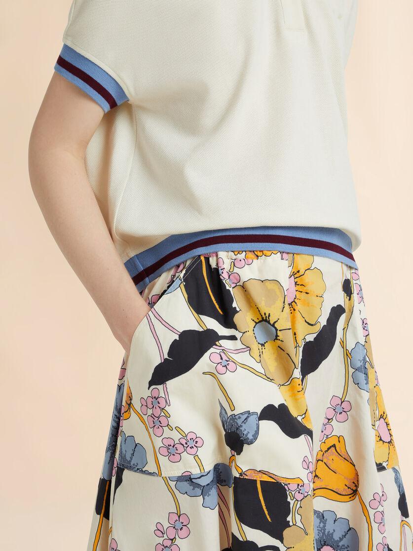 Stutterheim X Marni Cream Poplin Elasticated Midi Skirt With Melodia Print