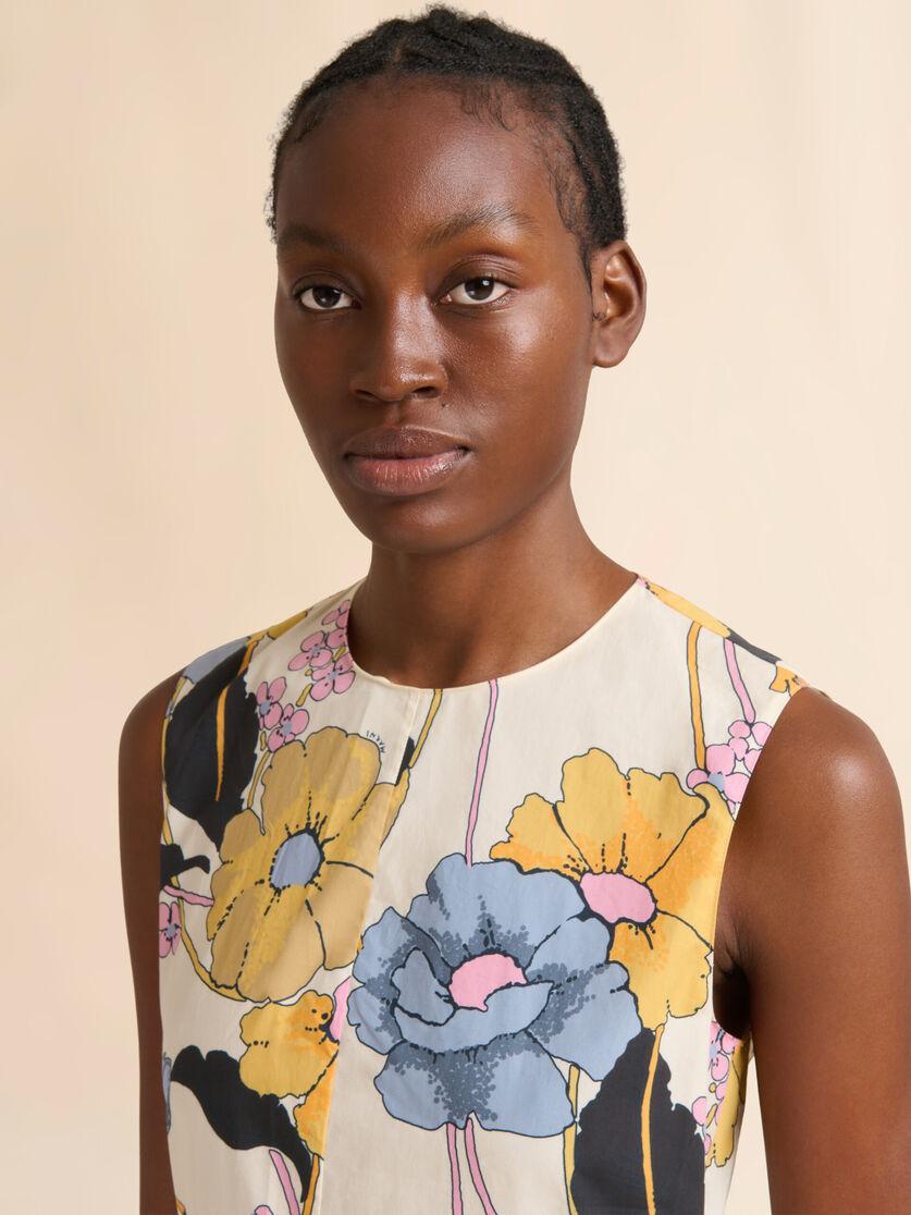 Stutterheim X Marni Cream Poplin Midi Dress With Melodia Print