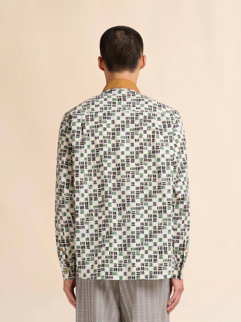 Stutterheim X Marni Cream Poplin Shirt With Green Rhythms Print