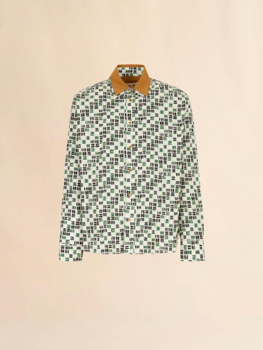 stutterheim x marni Cream poplin shirt with green Rhythms print