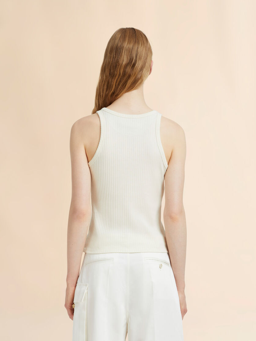 Stutterheim X Marni Cream Ribbed Cotton Tank Top With Marni Frame Logo