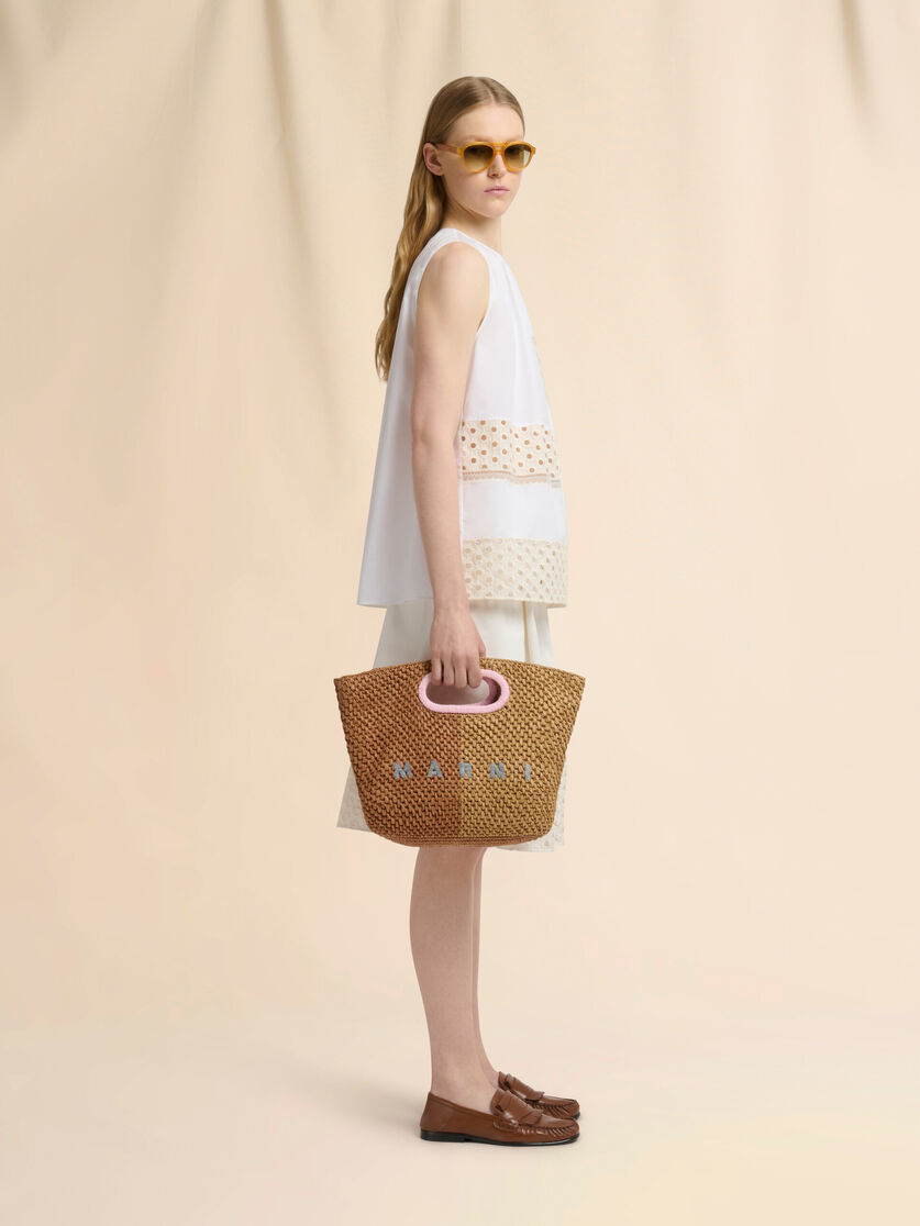 Stutterheim X Marni Dark And Light Brown Paper Raffia Seaside Clutch