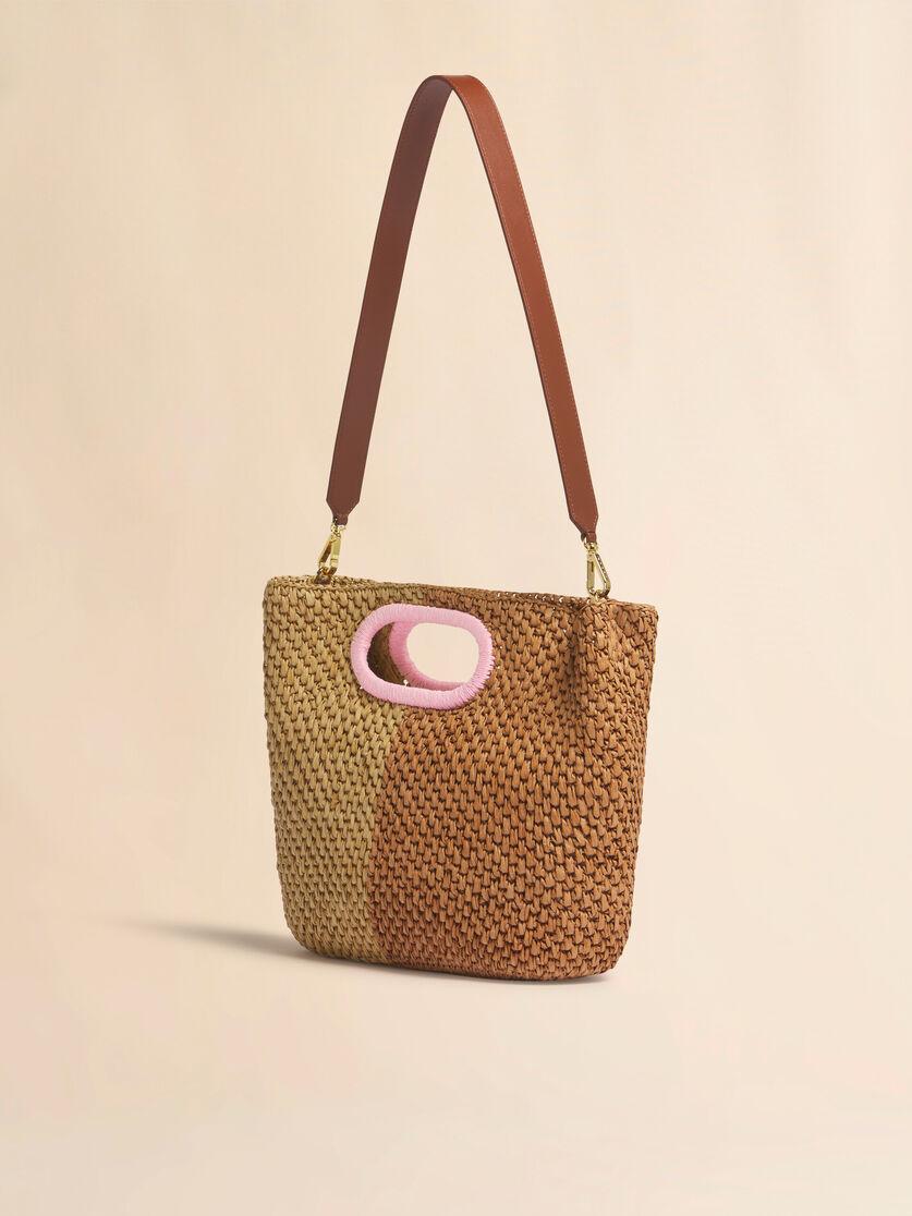 Stutterheim X Marni Dark And Light Brown Paper Raffia Seaside Clutch