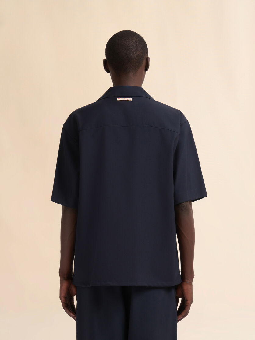 Stutterheim X Marni Dark Blue Tropical Wool Bowling Shirt