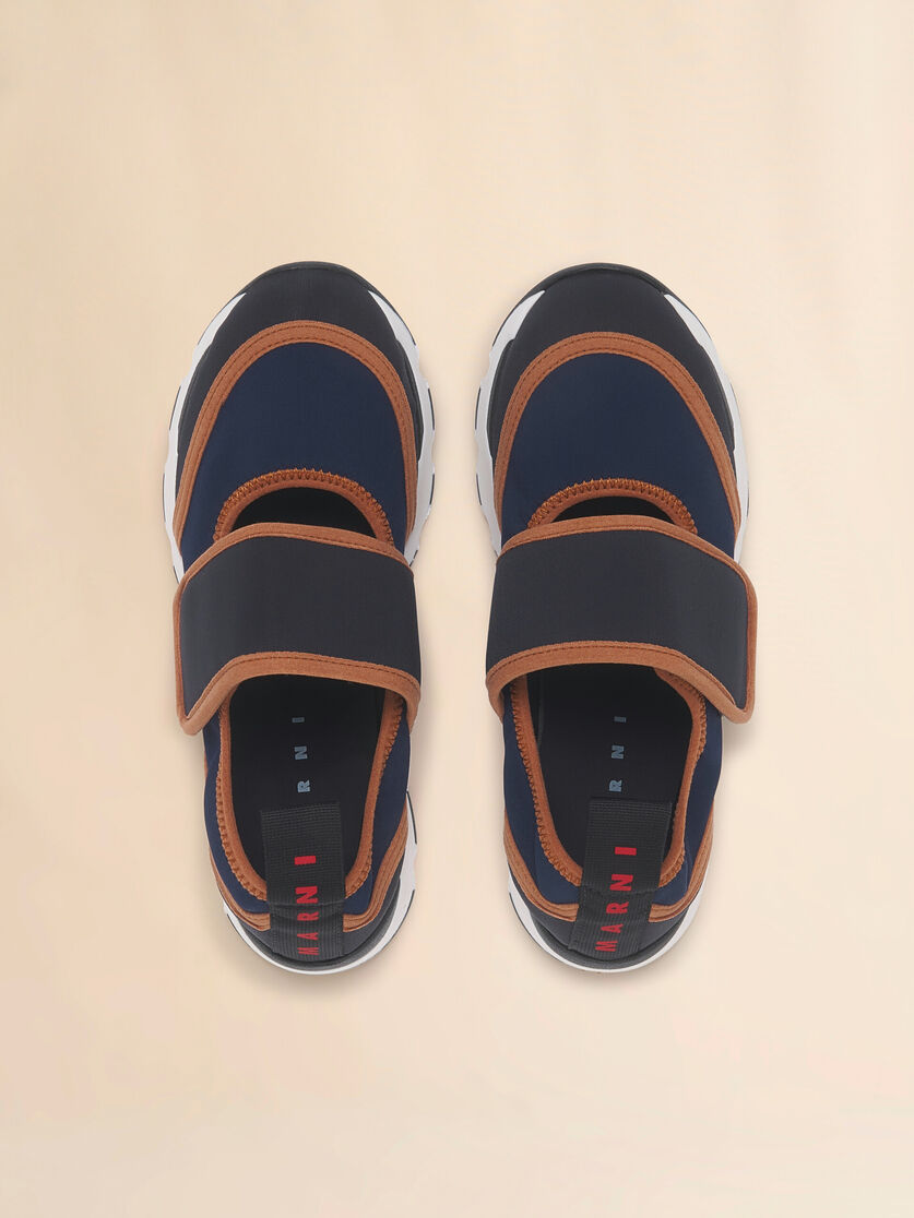 Stutterheim X Marni Deep Blue And Black Lycra Mary Jane Running Sneaker