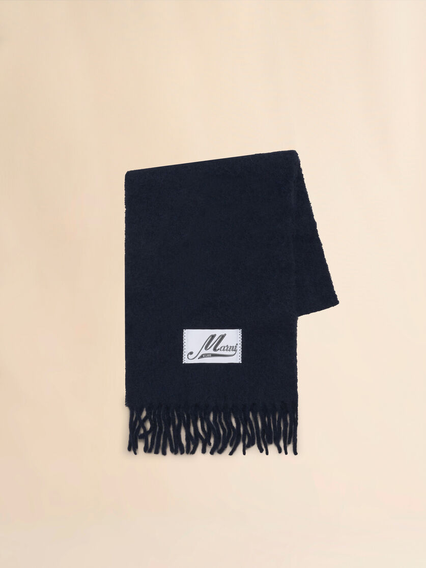 stutterheim x marni Deep blue brushed alpaca scarf with fringes