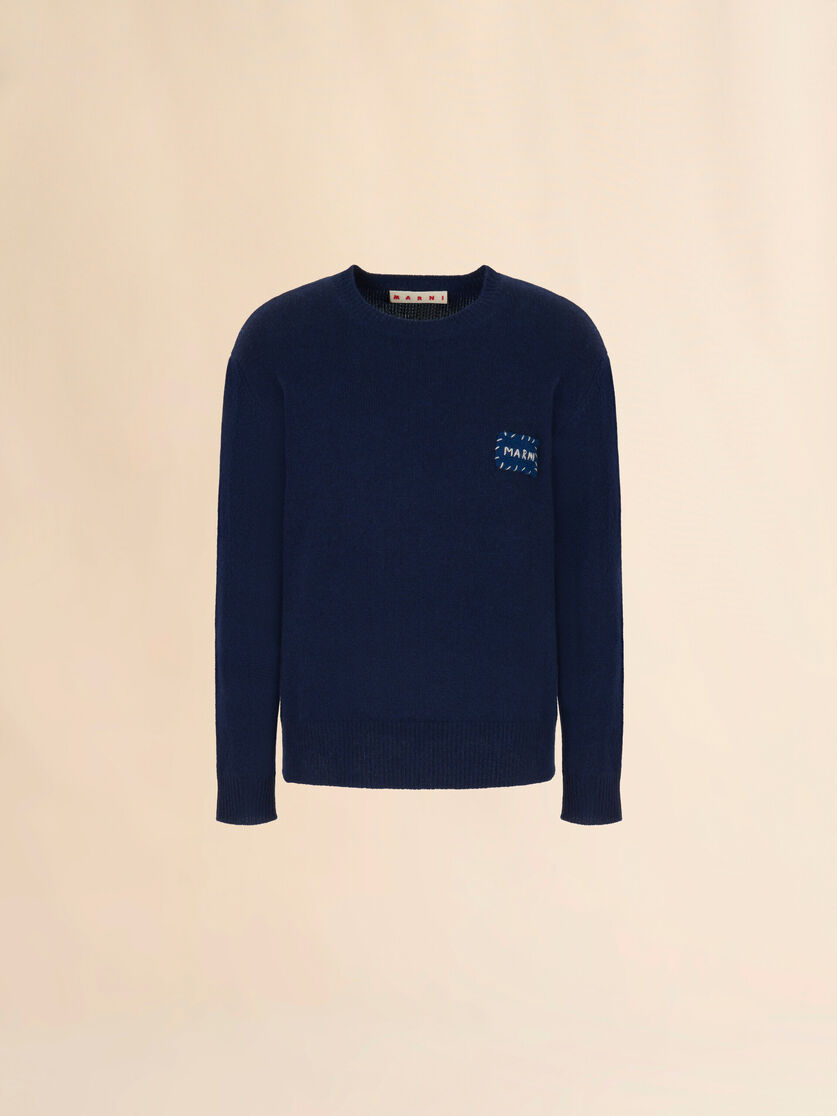 stutterheim x marni Deep blue cashmere sweater with Marni patch