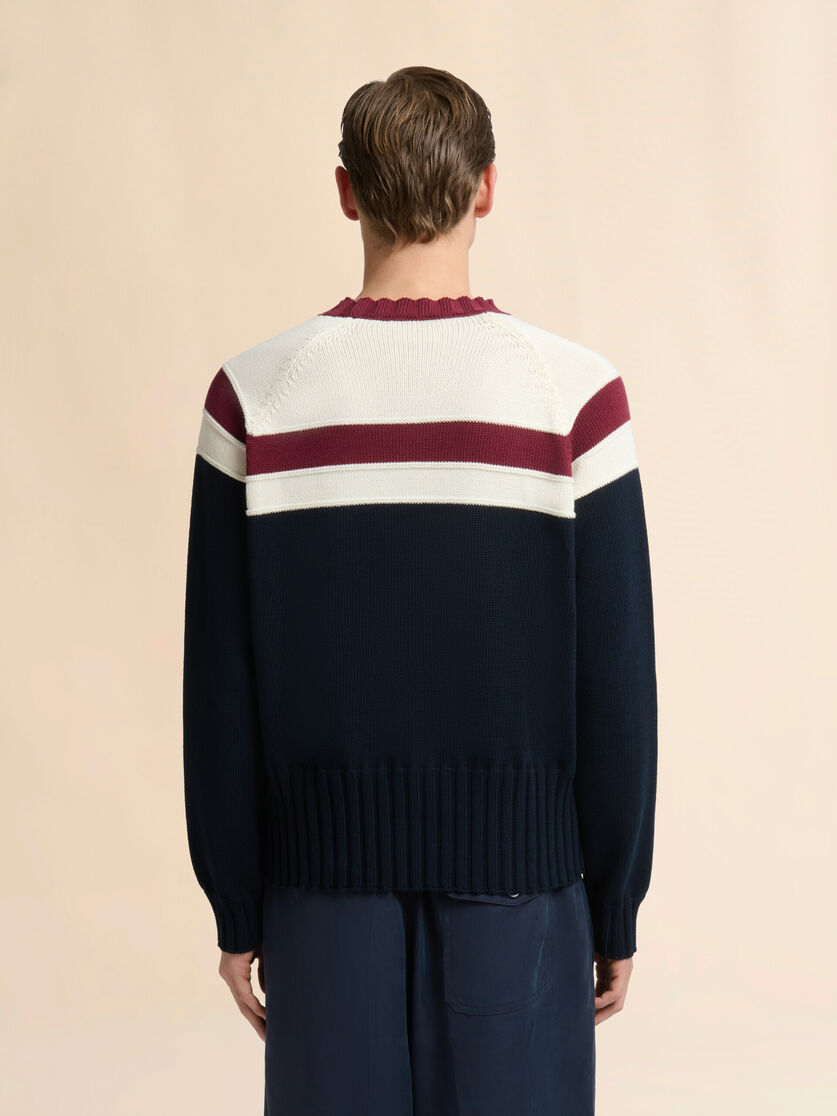 Stutterheim X Marni Deep Blue Cotton Jumper With Contrast Stripe