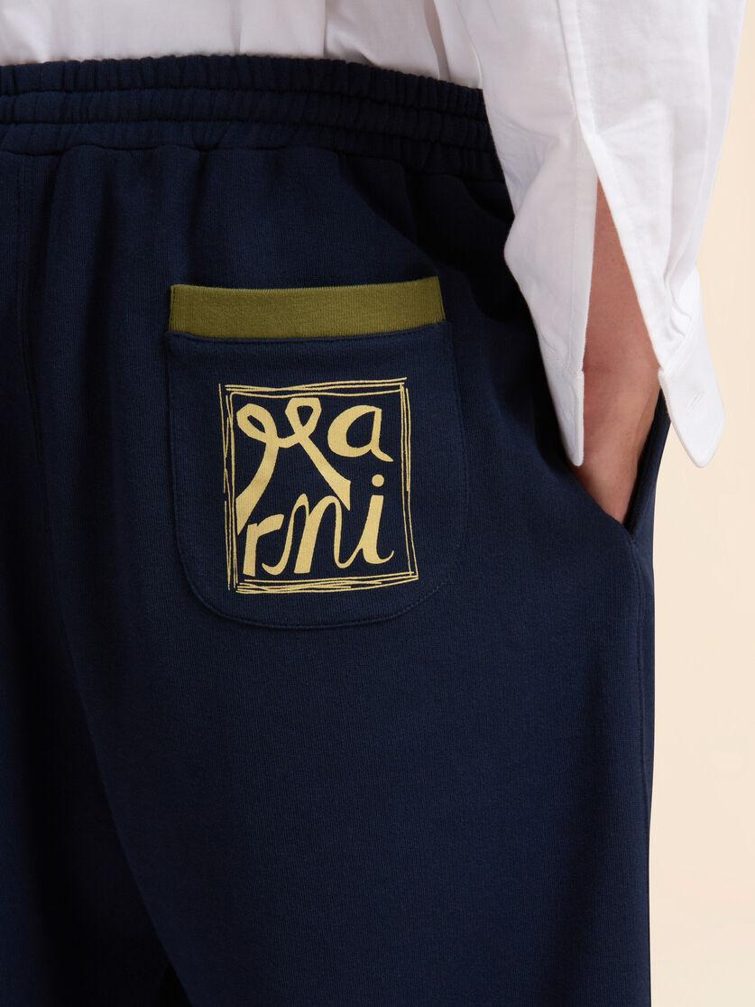 Stutterheim X Marni Deep Blue Cotton Sweatpants With Marni Frame Logo