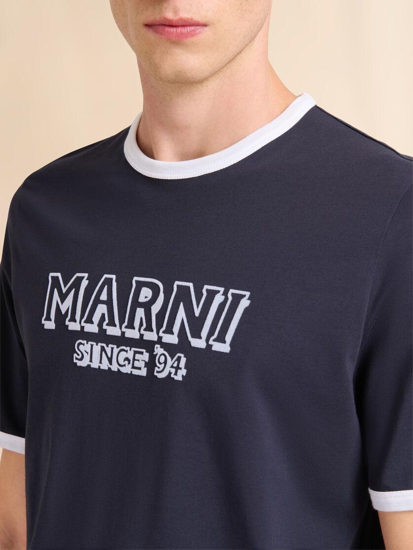 Stutterheim X Marni Deep Blue Cotton T-shirt With Contrast Trims