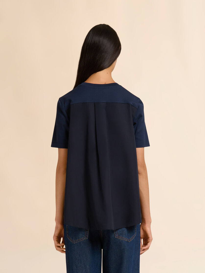 Stutterheim X Marni Deep Blue Cotton T-shirt With Handstitched Marni Logo