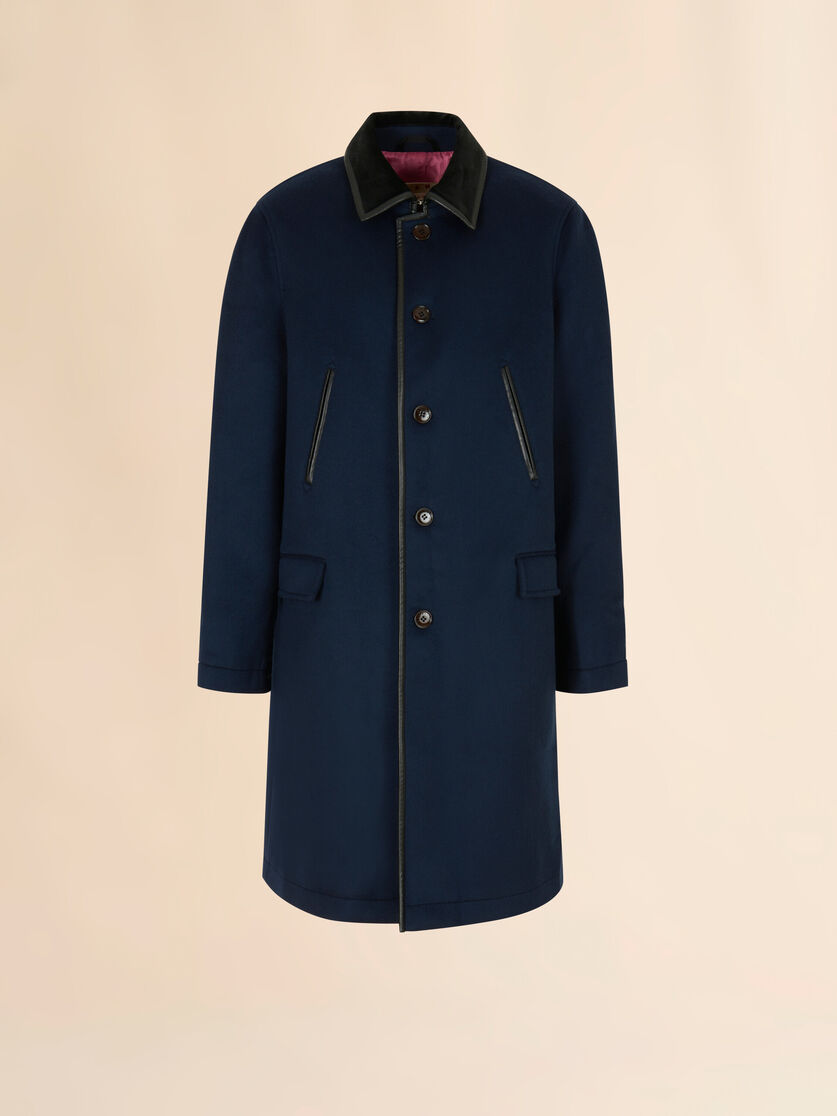stutterheim x marni Deep blue felt duster coat with contrast collar