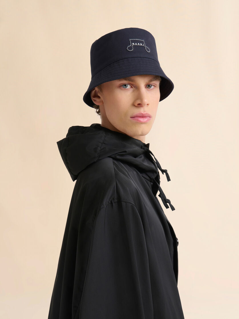 Stutterheim X Marni Deep Blue Organic Gabardine Bucket Hat With Trunkaroo Patch