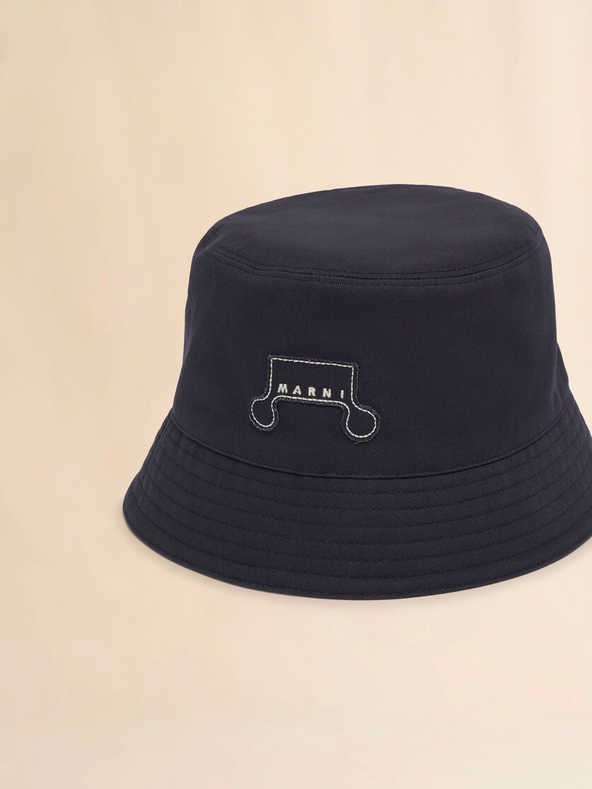 Stutterheim X Marni Deep Blue Organic Gabardine Bucket Hat With Trunkaroo Patch