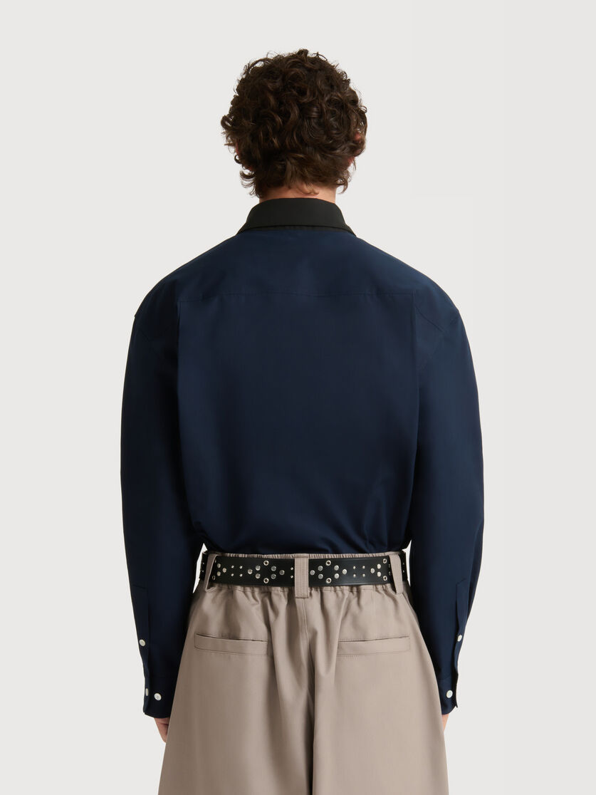 Stutterheim X Marni Deep Blue Poplin Shirt With Zipper Bib