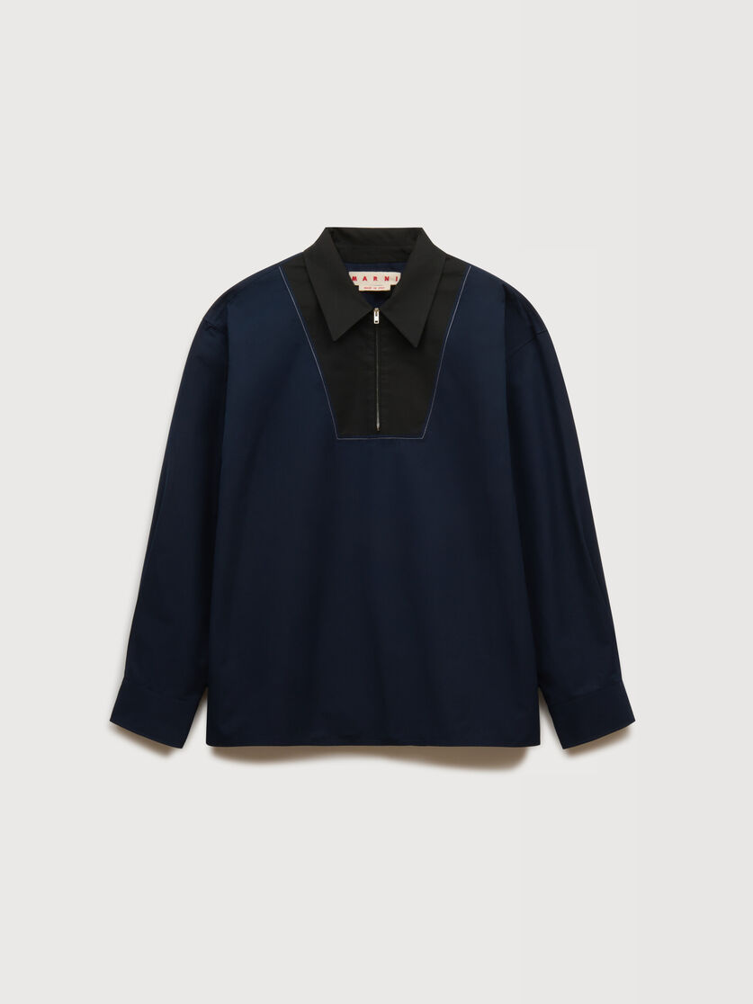 stutterheim x marni Deep blue poplin shirt with zipper bib