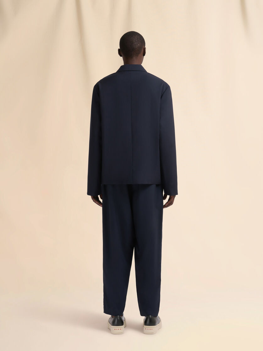 Stutterheim X Marni Deep Blue Single Breasted Wool Jacket With Marni Symbol