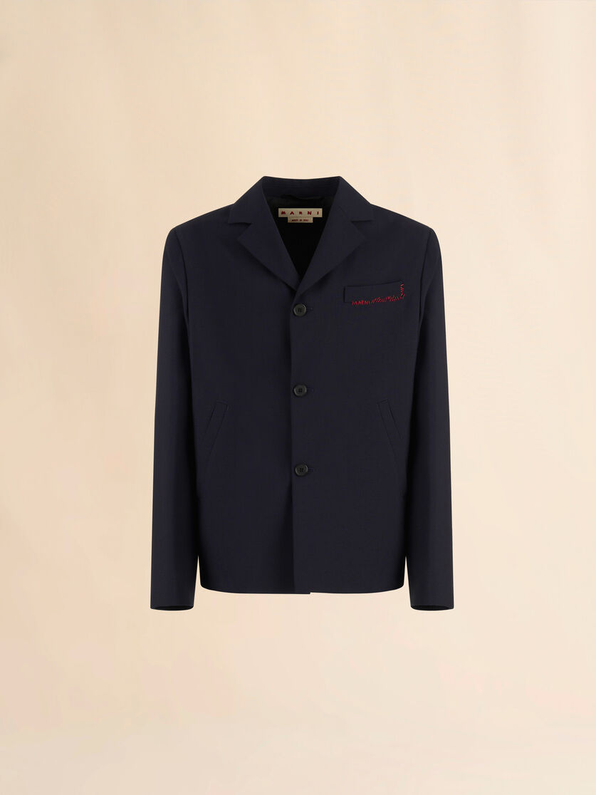 stutterheim x marni Deep blue single breasted wool jacket with Marni Symbol