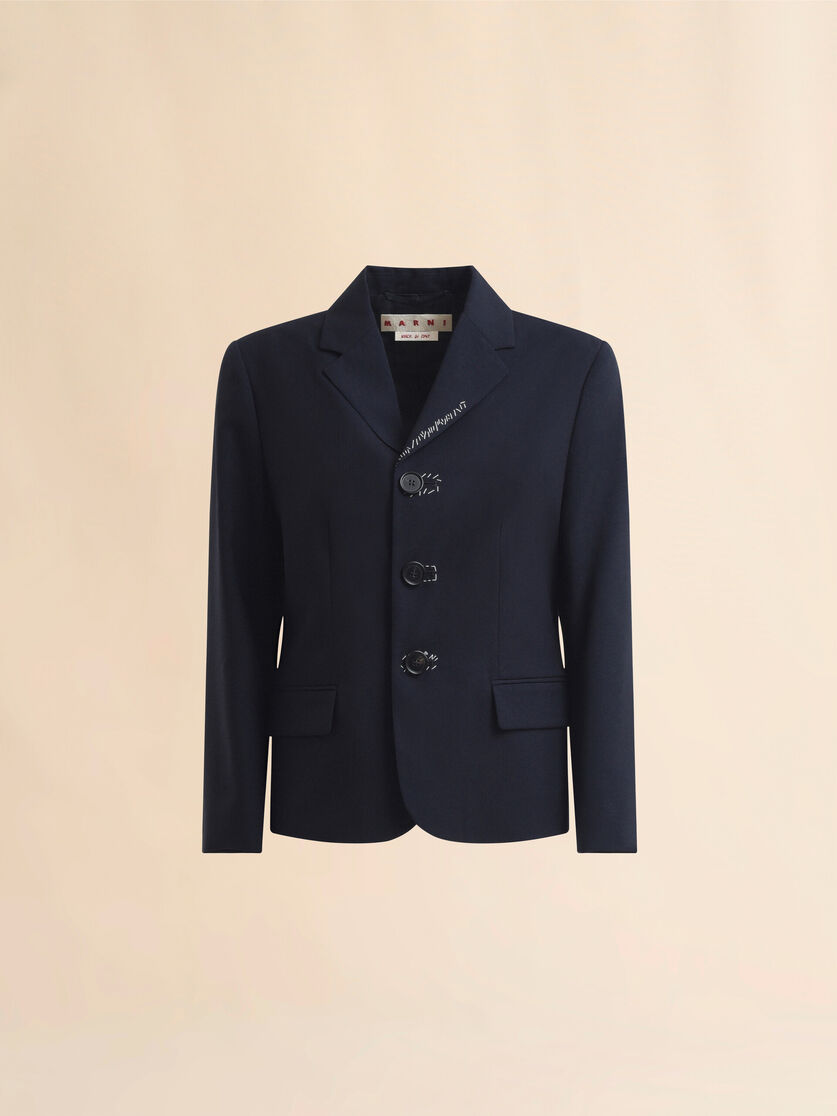 stutterheim x marni Deep blue tropical wool Baby jacket with Marni Mending