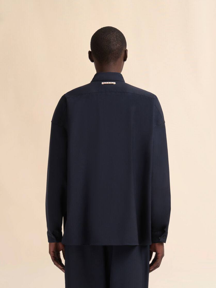 Stutterheim X Marni Deep Blue Tropical Wool Long-sleeved Shirt