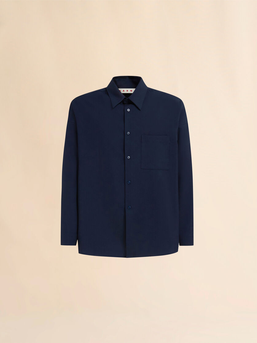 stutterheim x marni Deep blue tropical wool long-sleeved shirt