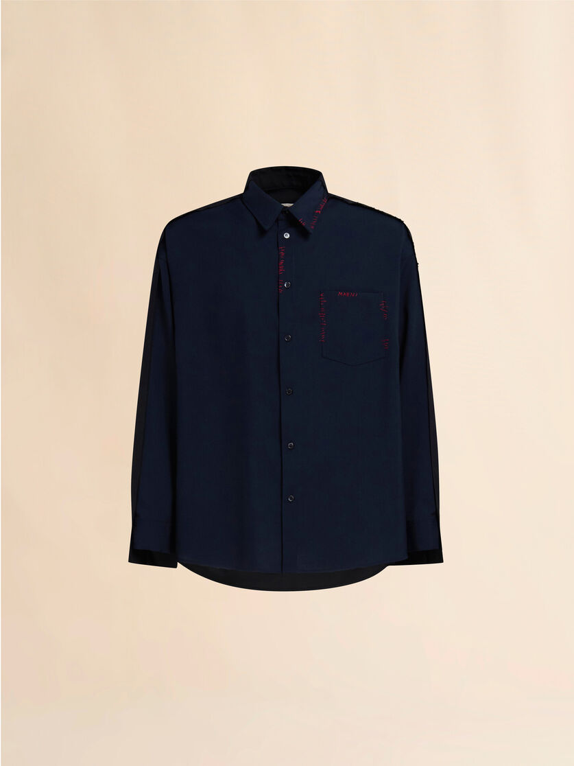 stutterheim x marni Deep blue tropical wool shirt with contrast back