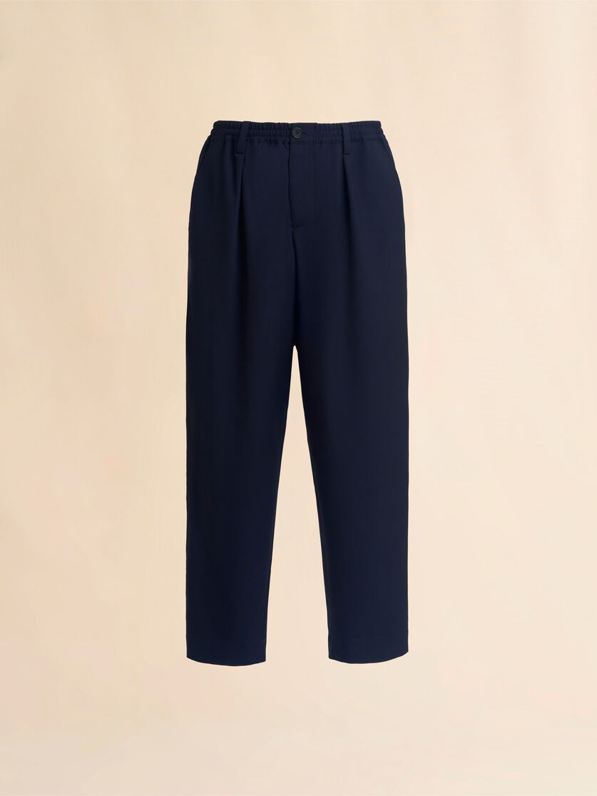 stutterheim x marni Deep blue tropical wool trousers with drawstring waist