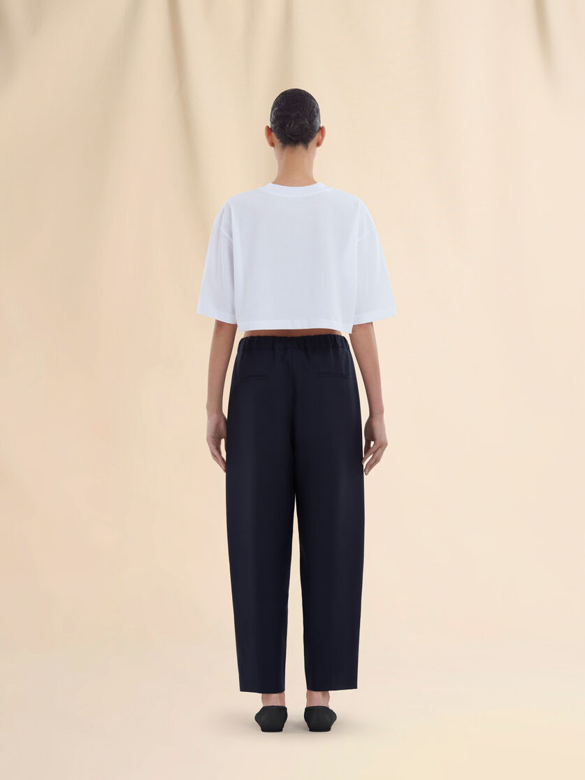 Stutterheim X Marni Deep Blue Tropical Wool Trousers With Marni Mending