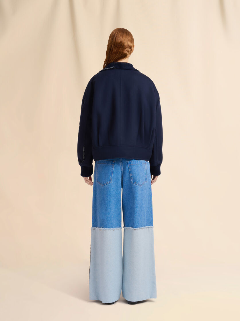 Stutterheim X Marni Deep Blue Wool And Cashmere Jacket With Knit Trims