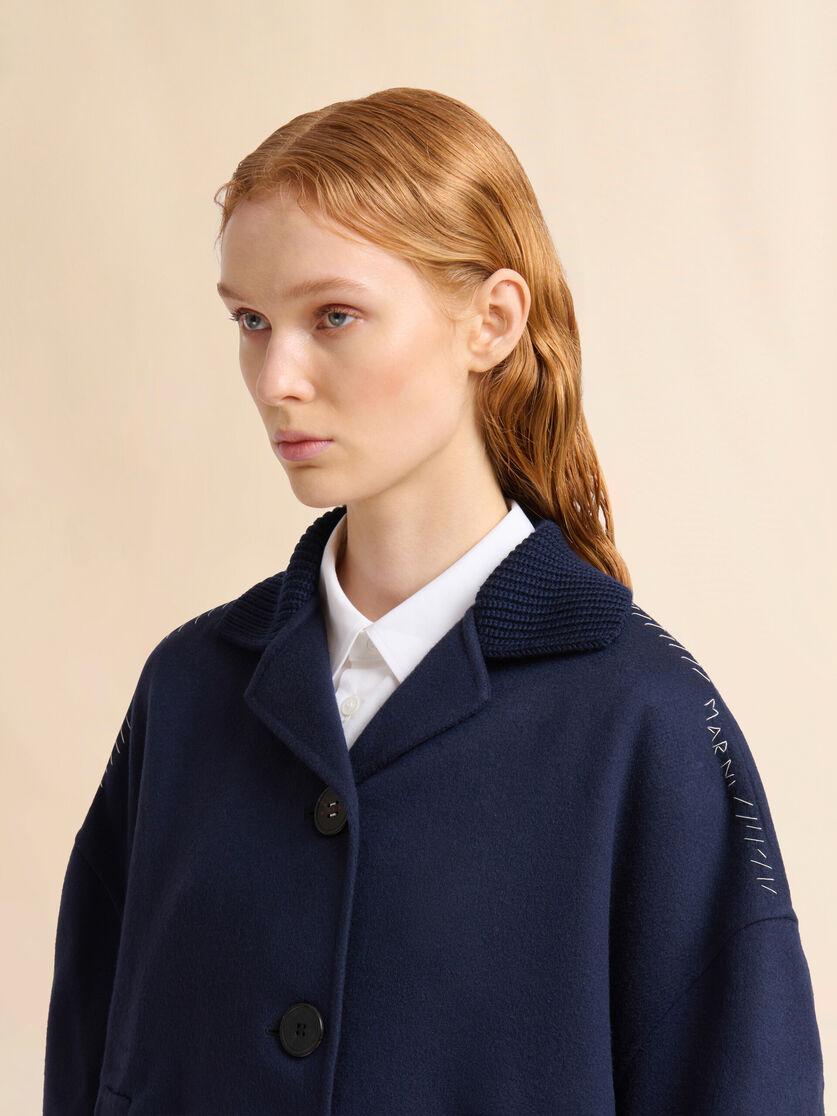 Stutterheim X Marni Deep Blue Wool And Cashmere Jacket With Knit Trims