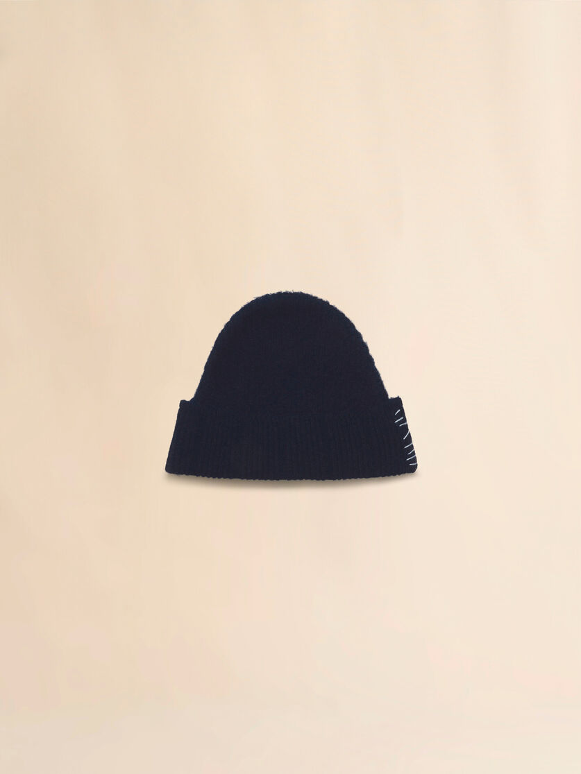 Stutterheim X Marni Deep Blue Wool-cashmere Beanie With Marni Mending