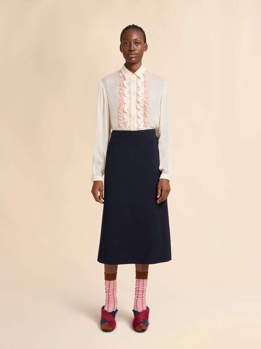 Stutterheim X Marni Deep Blue Wool Crêpe A-line Skirt