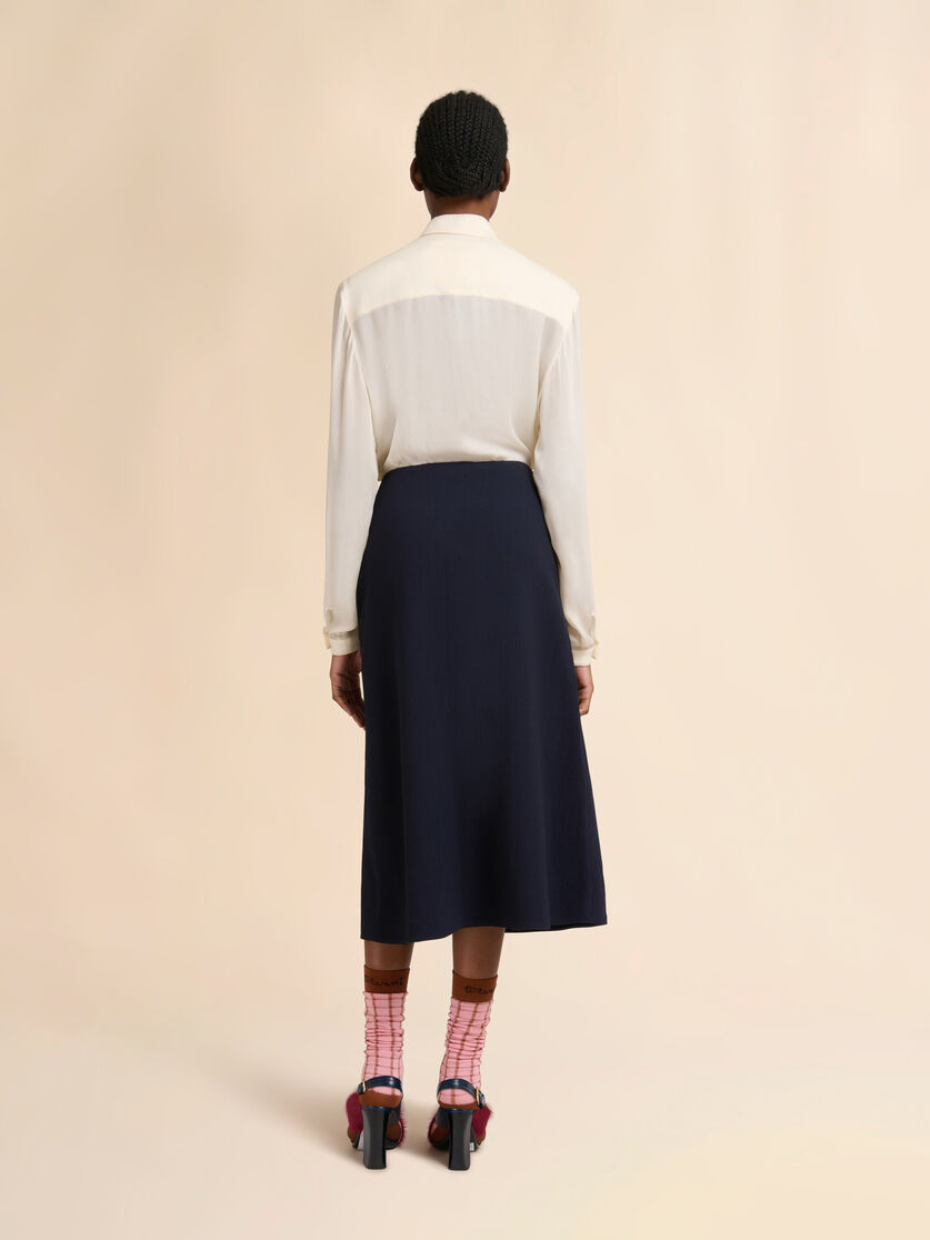 Stutterheim X Marni Deep Blue Wool Crêpe A-line Skirt