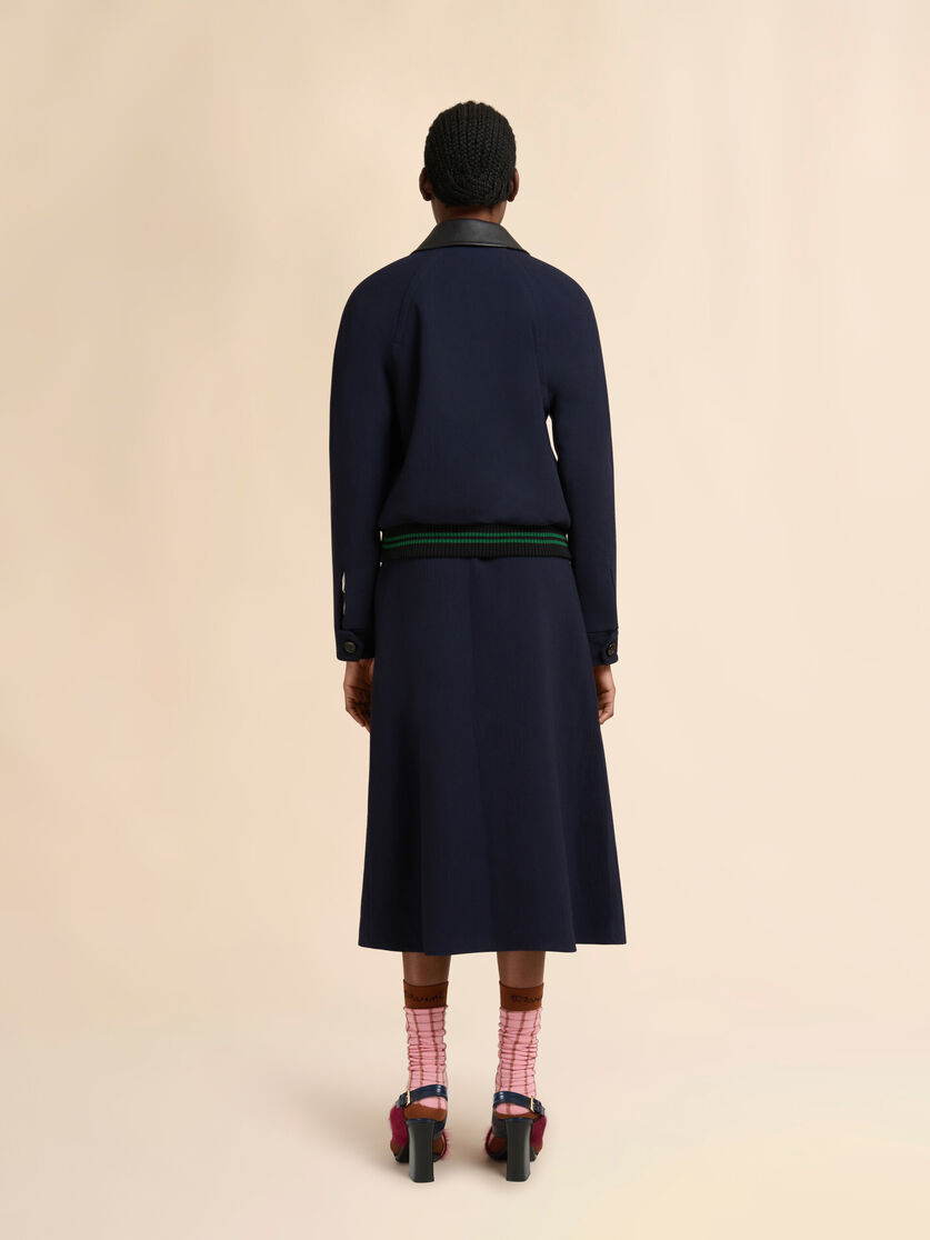 Stutterheim X Marni Deep Blue Wool Crêpe Bomber Jacket