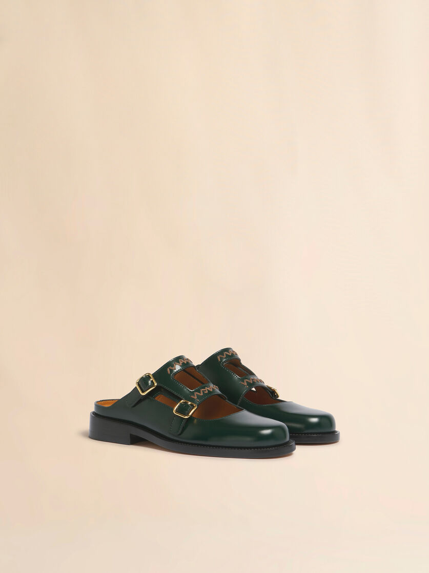 Stutterheim X Marni Deep Green Leather Bambi 3.0 Loafer With Double Buckle