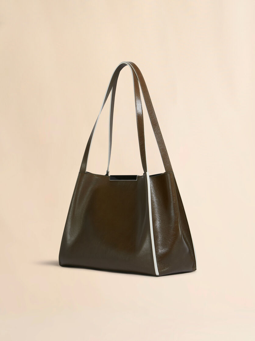 Stutterheim X Marni Deep Green Leather Cresta E/W Small Tote Bag