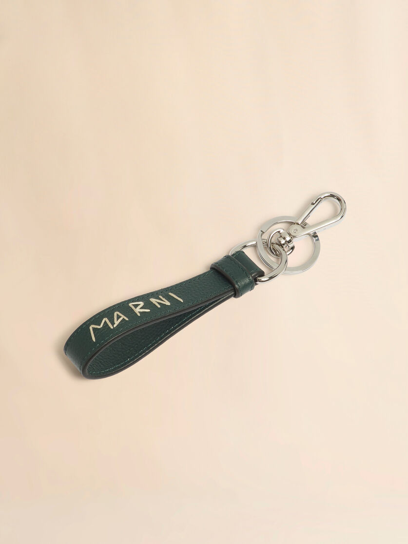 Stutterheim X Marni Deep Green Leather Keyring With Marni Mending Embroidery