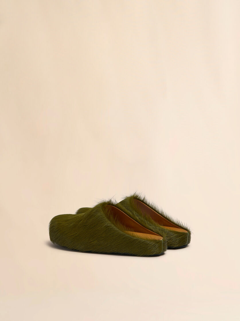 Stutterheim X Marni Deep Green Long Hair Calfskin Fussbett Sabot