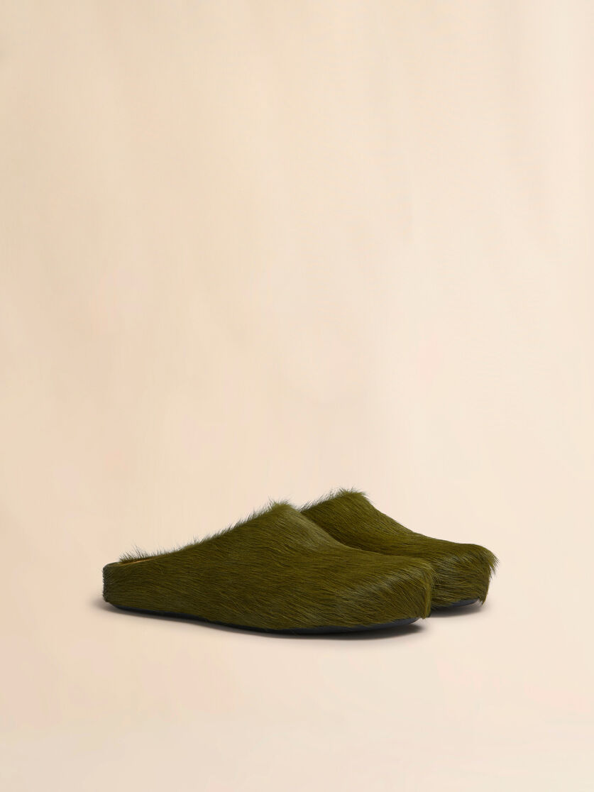 Stutterheim X Marni Deep Green Long Hair Calfskin Fussbett Sabot