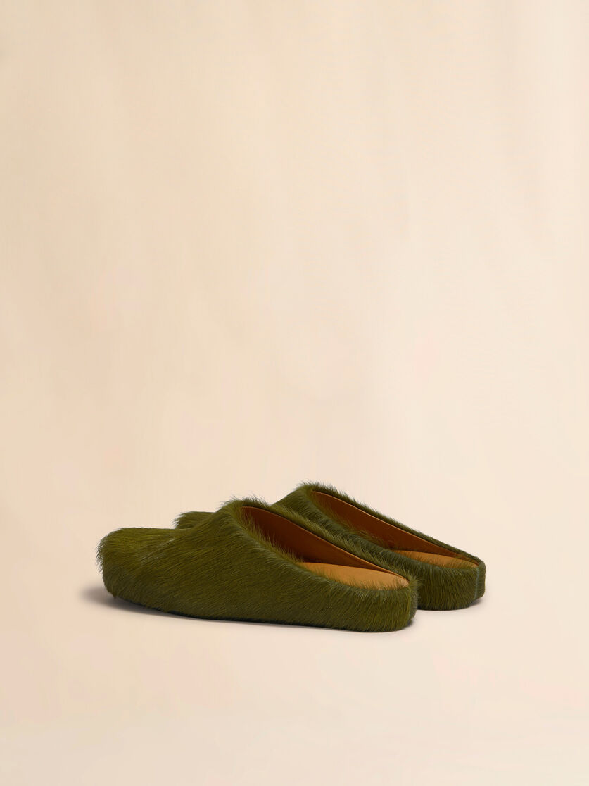 Stutterheim X Marni Deep Green Long Hair Calfskin Fussbett Sabot