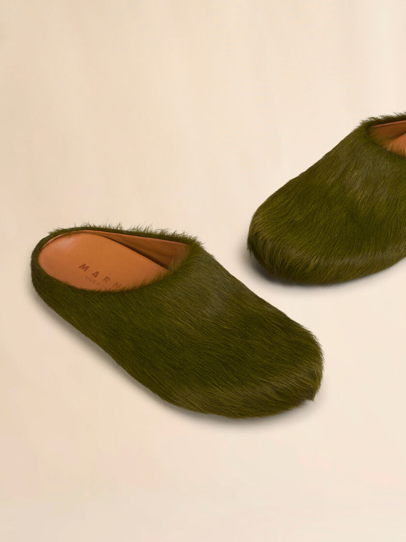 Stutterheim X Marni Deep Green Long Hair Calfskin Fussbett Sabot