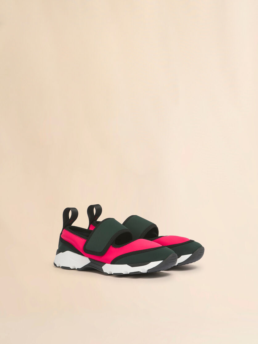 Stutterheim X Marni Fuchsia And Green Lycra Mary Jane Running Sneaker